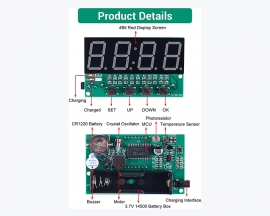 DIY Kit 4Bit Digital Electronic Clock, DC 5V Red LED Clock, Date Time Temperature Alarm Clock SMD Soldering Practice Kit